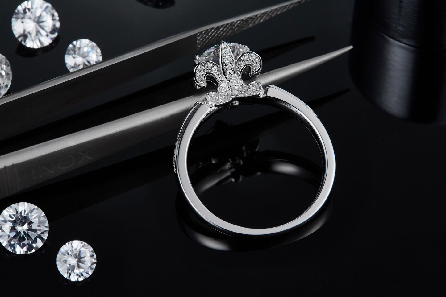 1-carat Luxury Silver Ring Set With Top-quality Moissanite D Color VVS, S925 Silver Plated Platinum