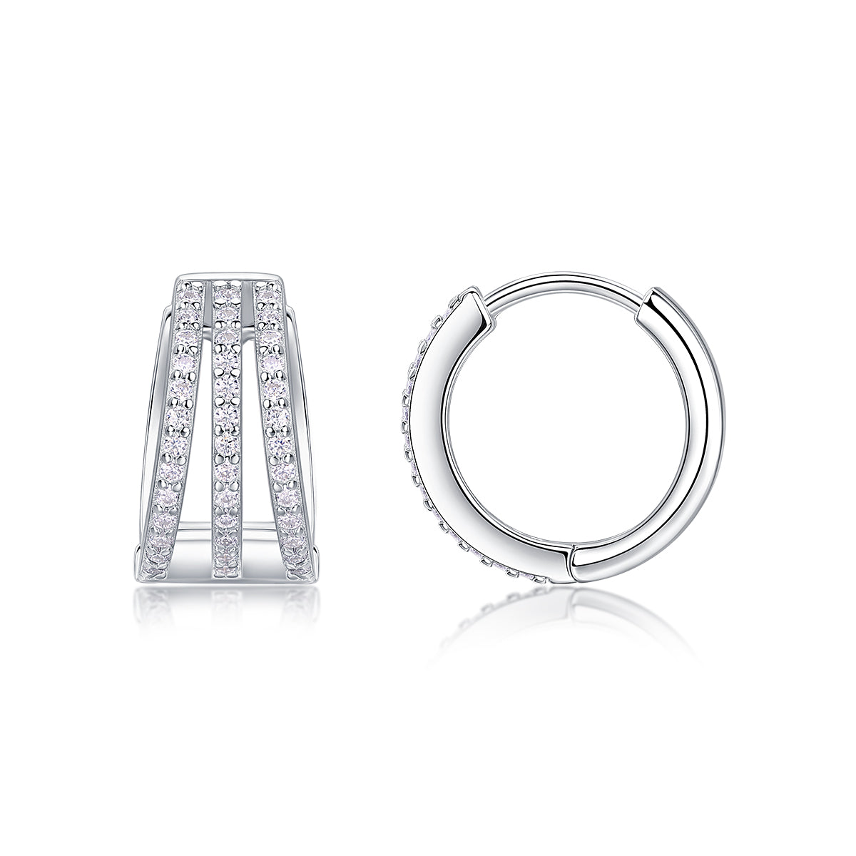 The Beautiful Scenery Of March - Luxury Silver Earrings Set With Top-quality Moissanite D Color VVS,  S925 Silver And Platinum-plated Stud Earrings
