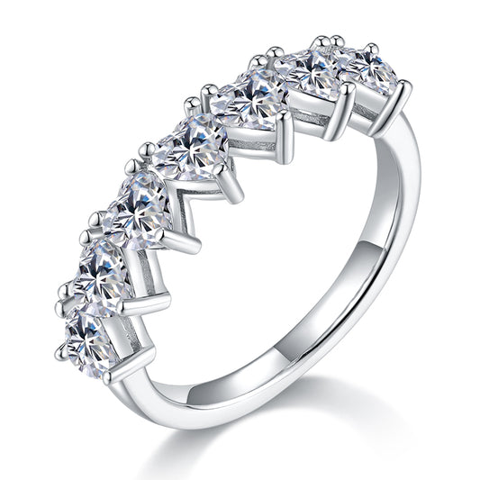 Luxury Silver Ring Set With Top-quality Moissanite, S925 Silver Plated With Platinum