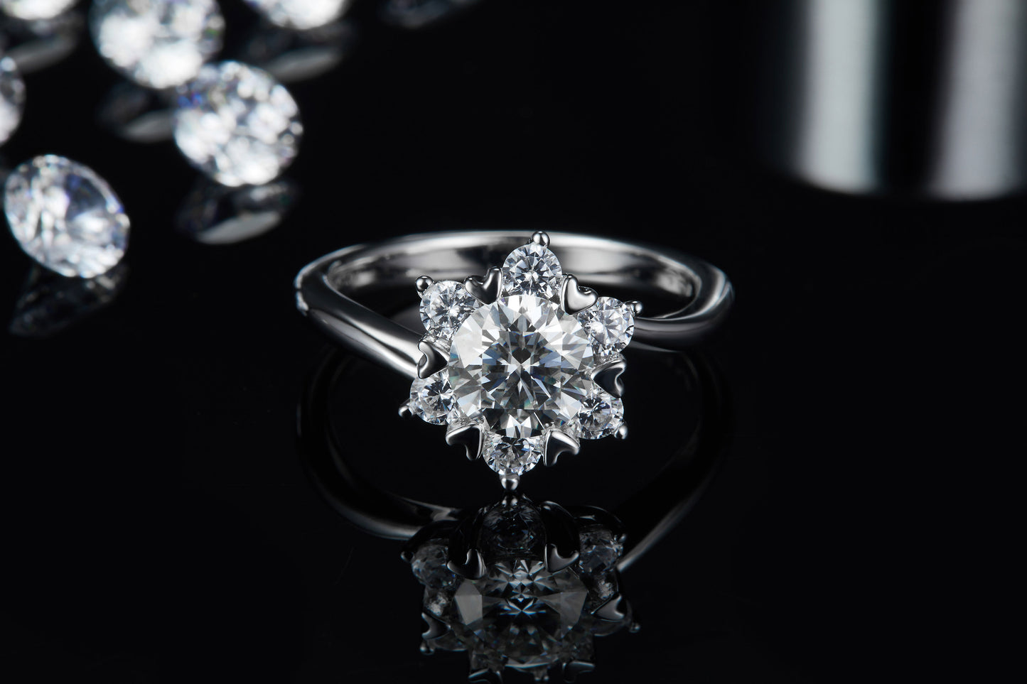 1-carat Luxury Silver Ring Set With Top-quality Moissanite D Color VVS, S925 Silver Plated Platinum