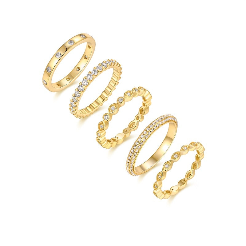 Golden Music - Luxury Silver Ring Set With Top-quality Moissanite D Color VVS,  S925 Silver And Gold-plated