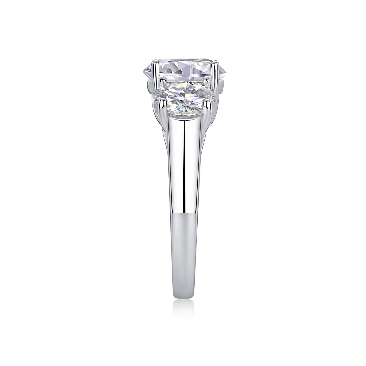 Three Lives Of Fortune - Luxury Silver Ring Set With Top-quality 3-carat Moissanite D Color VVS,  S925 Silver And Platinum-plated Diamond Ring