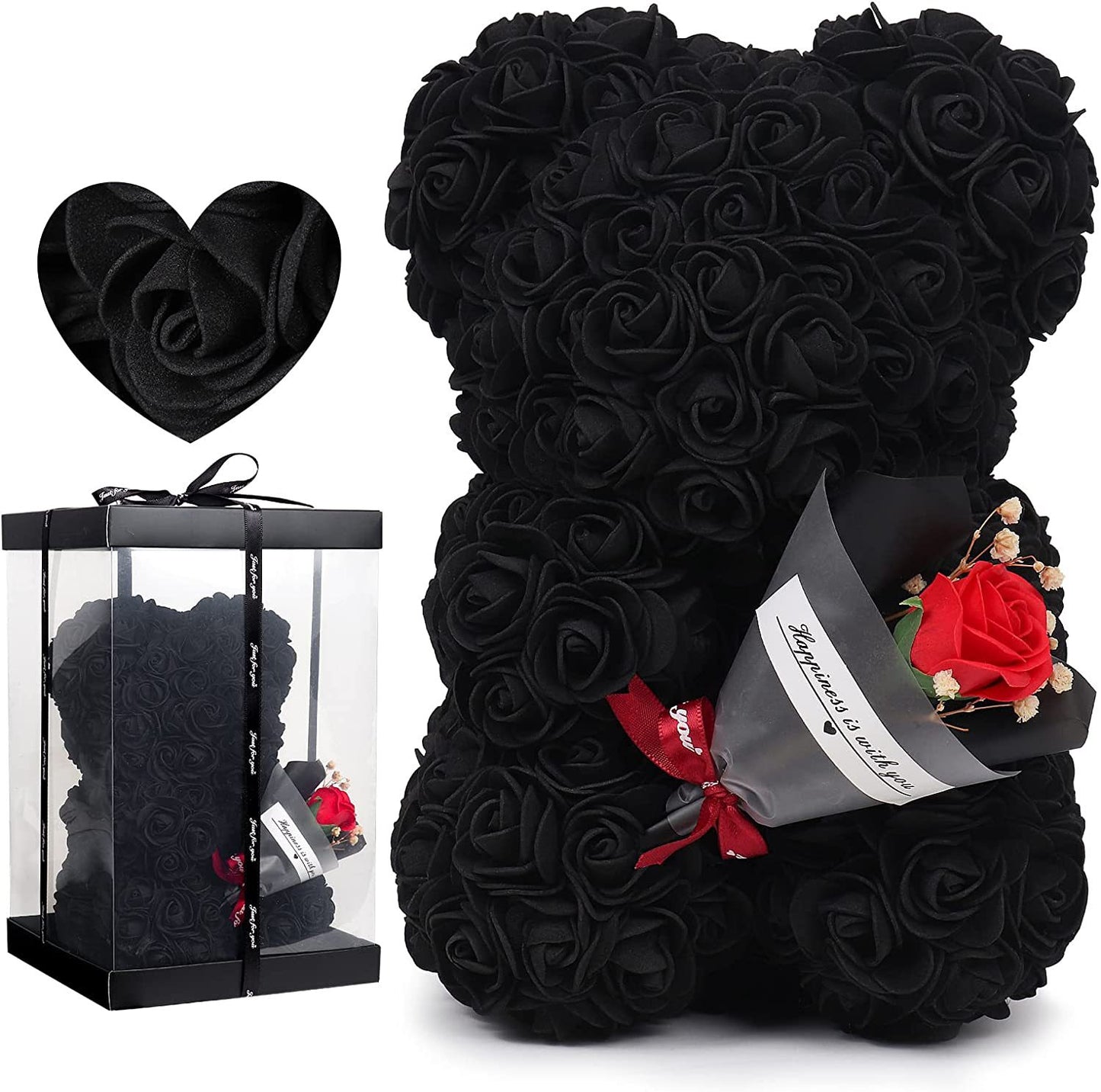 Everlasting Red Rose Bear Gift in Presentation Box | Handmade Eternal Flower Teddy