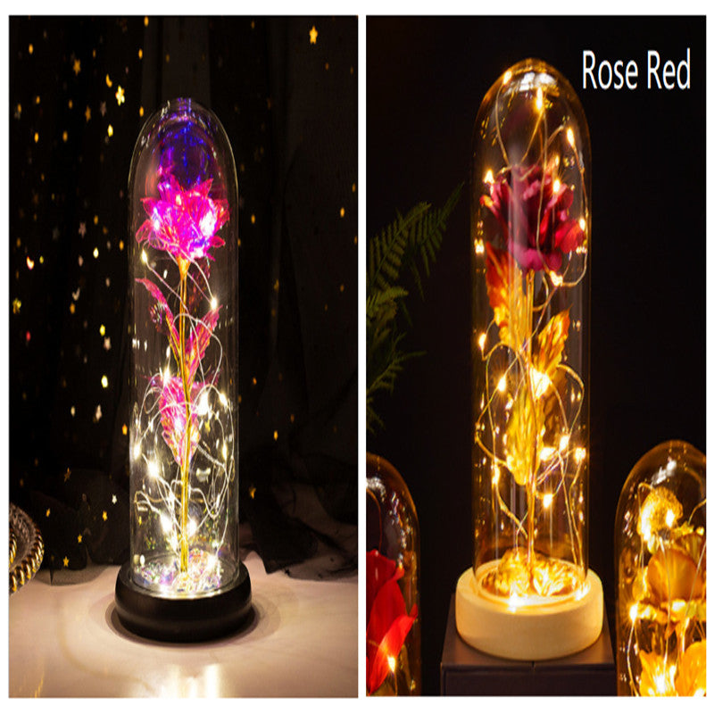 Galaxy Enchanted Rose in Glass Dome with LED Lights | Forever Flower Gift