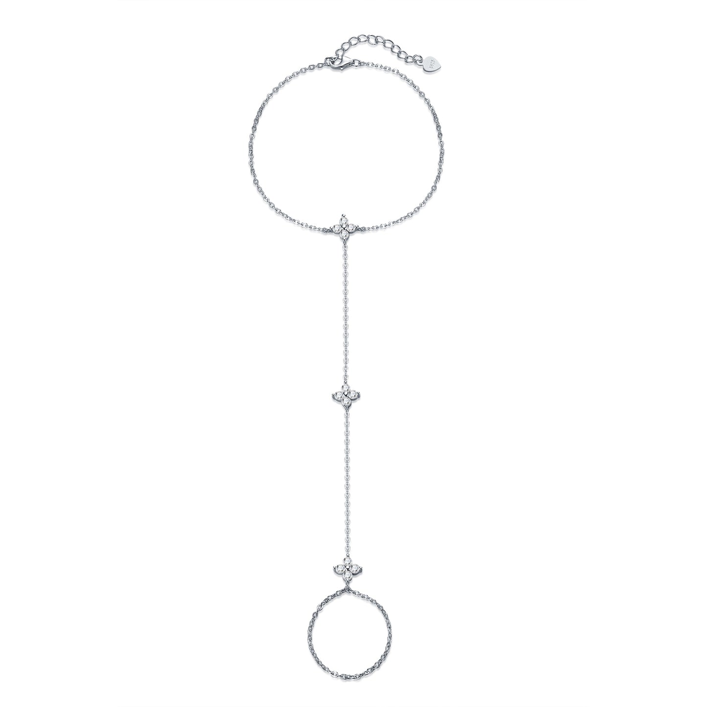 Luxury Silver Bracelet Featuring Top-quality Moissanite, Made Of S925 Silver Electroplated With Platinum.