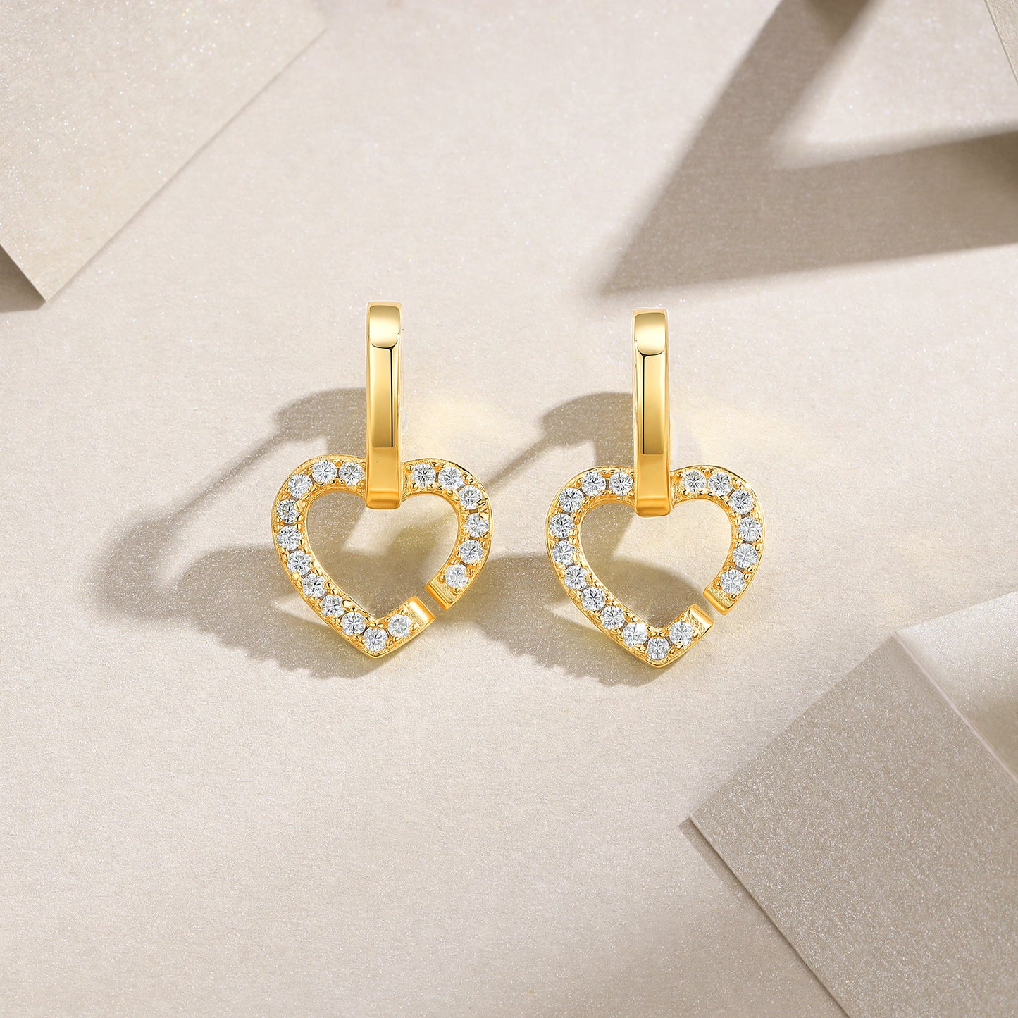 Heart-shaped Moissanite Set With Top-quality Moissanite Luxury Silver Stud Earrings S925 Silver Electroplated Gold