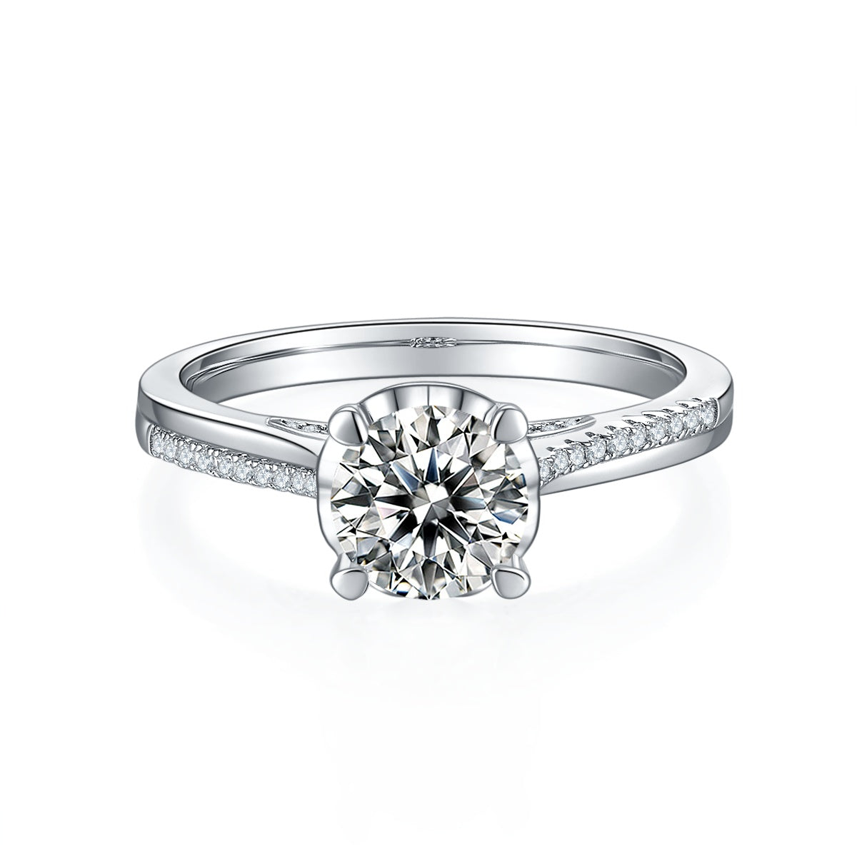 1-carat Luxury Silver Ring Set With Top-quality Moissanite D Color VVS, S925 Silver Plated Platinum