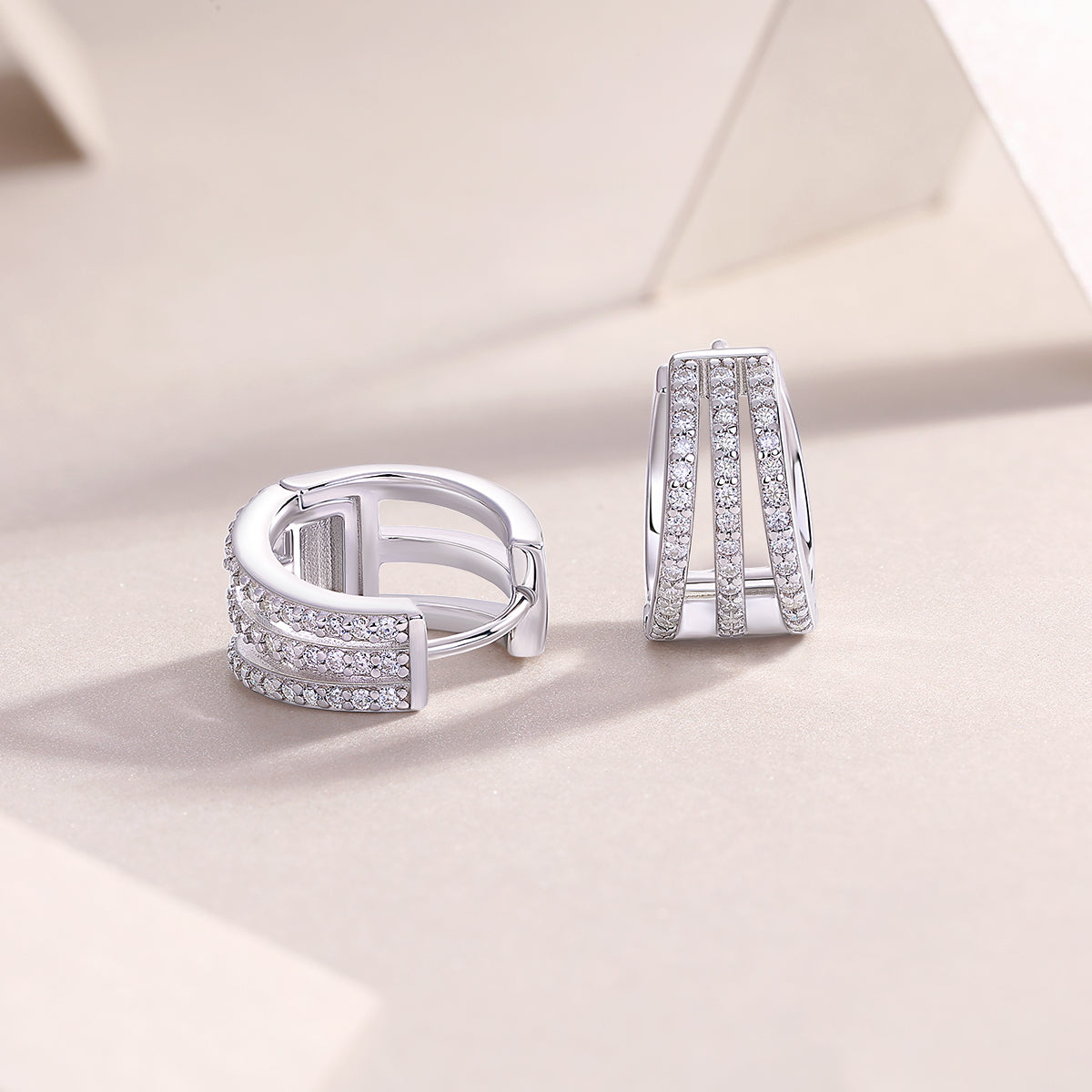 The Beautiful Scenery Of March - Luxury Silver Earrings Set With Top-quality Moissanite D Color VVS,  S925 Silver And Platinum-plated Stud Earrings