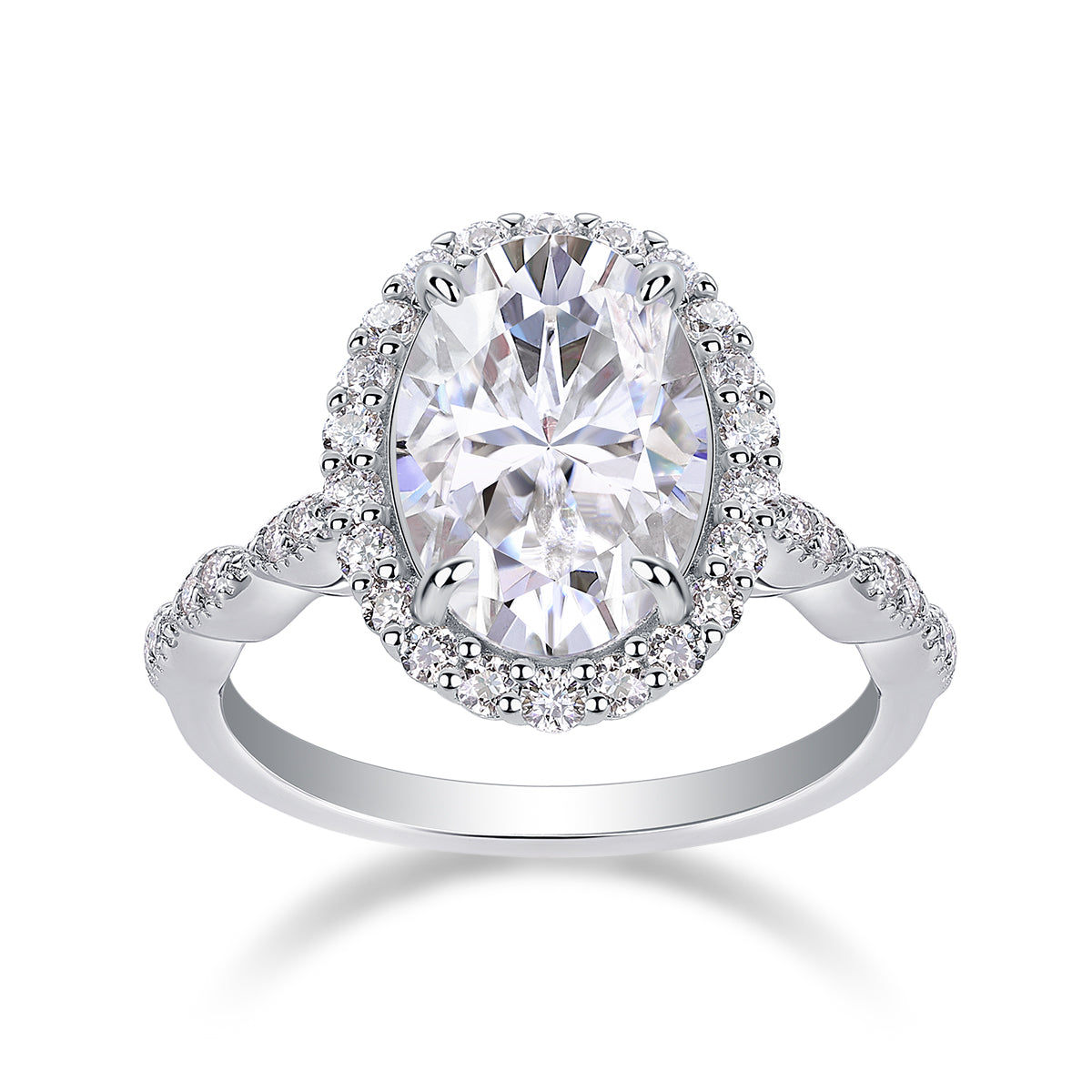 Moonlight Pupil - Luxury Silver Ring Set With Top-quality Egg-shaped Moissanite D Color VVS,  S925 Silver And Platinum-plated Diamond Ring