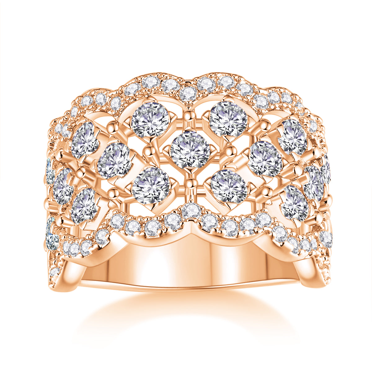 Lace Snowflake - Luxury Silver Ring Set With Top-quality Moissanite D Color VVS  , S925 Silver And Platinum-plated Diamond Ring