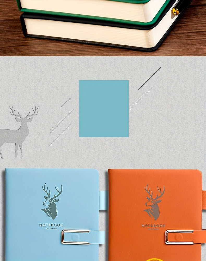 Carnet A5 de 360 ​​pages en similicuir premium avec boucle et motif tête de cerf 