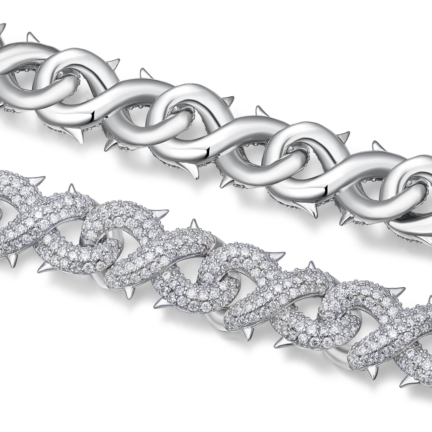 Luxury Silver Bracelet Featuring Top-quality Moissanite, Made Of S925 Silver Electroplated With Platinum.