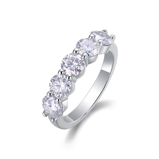 Luxury Silver Ring Set With Top-quality Moissanite D Color VVS , S925 Silver Plated With Platinum