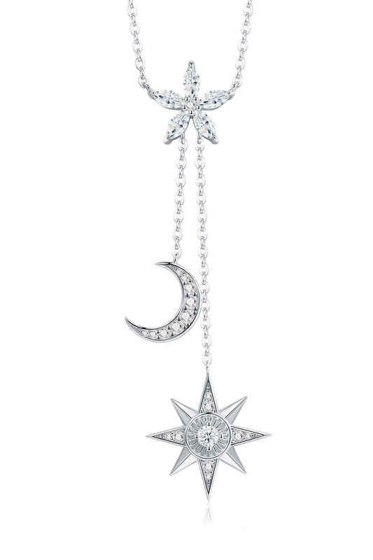 Luxury Silver Necklace Set With Top-quality Moissanite, Made Of S925 Silver Electroplated With Platinum.