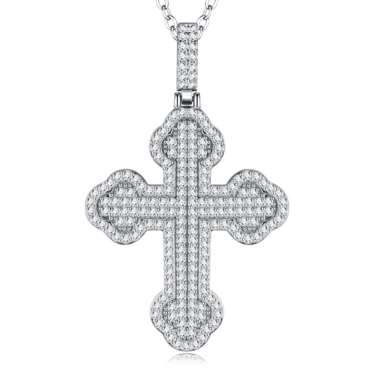 Luxury Silver Necklace Set With Top-quality Moissanite, Made Of S925 Silver Electroplated With Platinum.