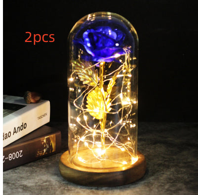 Galaxy Enchanted Rose in Glass Dome with LED Lights | Forever Flower Gift