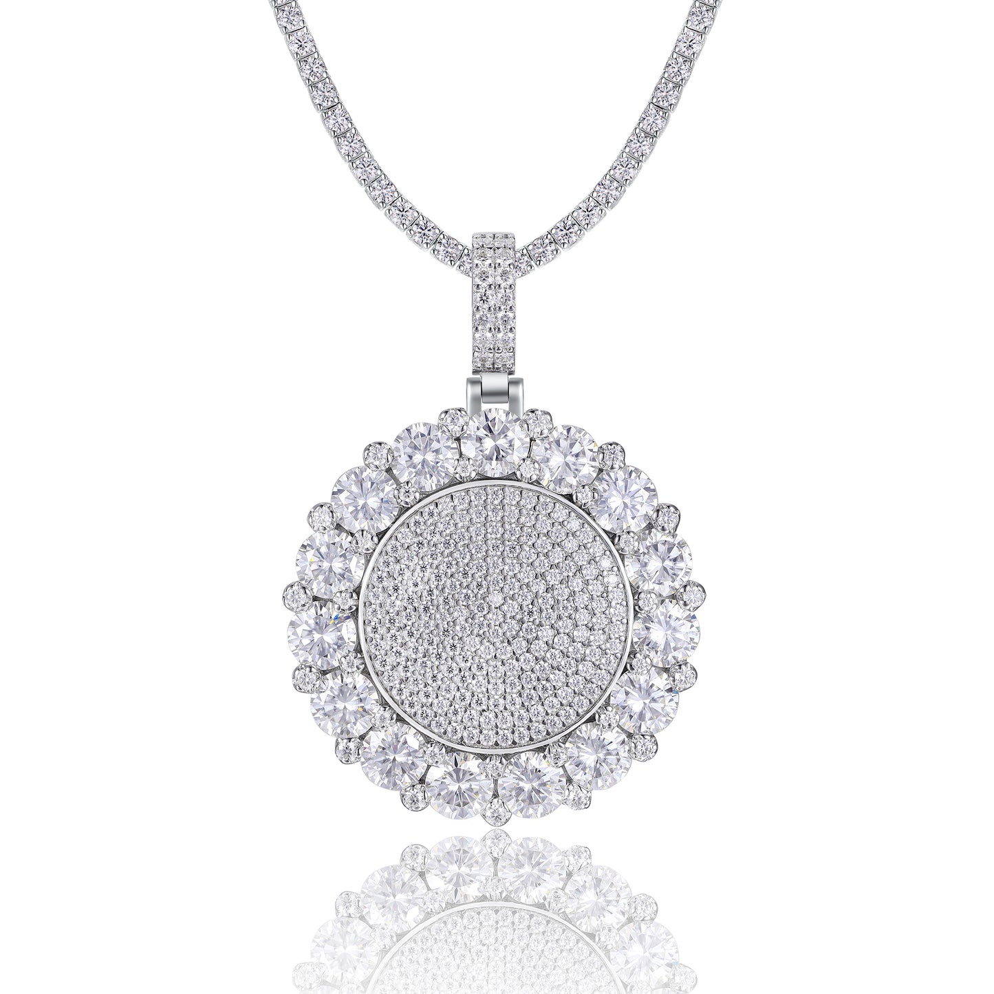Luxury Silver Necklace Set With Top-quality Moissanite D Color VVS, S925 Silver Electroplated With Platinum