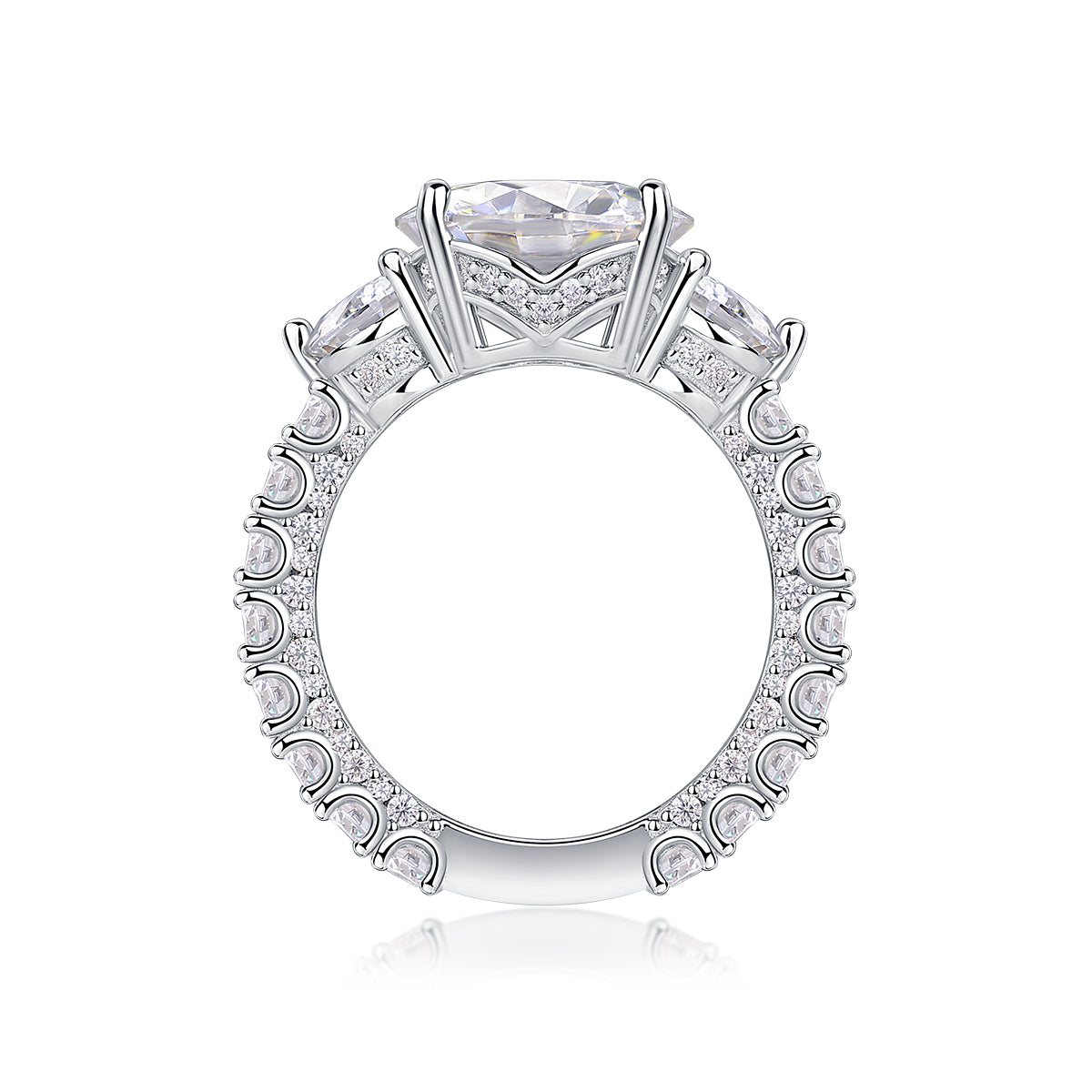 Three-diamond Shining - Luxury Silver Ring Set With Top-quality 5-carat Moissanite D Color VVS, S925 Silver And Platinum-plated Diamond Ring