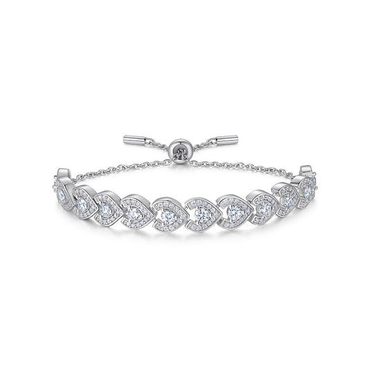 Luxury Silver Bracelet Featuring Top-quality Moissanite D Color VVS, Made Of S925 Silver Electroplated With Platinum.