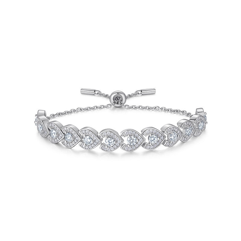 Luxury Silver Bracelet Featuring Top-quality Moissanite D Color VVS, Made Of S925 Silver Electroplated With Platinum.