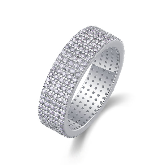 Luxury Silver Ring Set With Top-quality Moissanite , S925 Silver Plated With Platinum