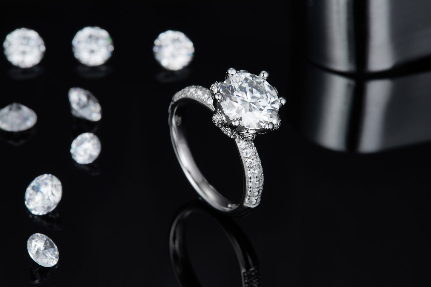 3-carat Luxury  Silver Ring Set With Top-quality Moissanite D Color VVS, S925 Silver Plated With Platinum