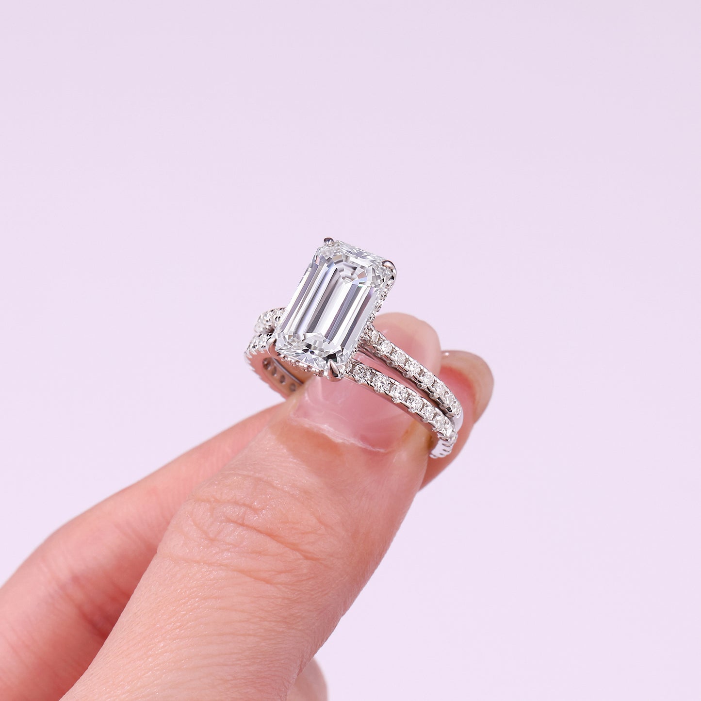 Octagonal Moissanite Double Rings Set With Top-quality Moissanite,  Luxury Silver Ring S925 Silver Plating Platinum