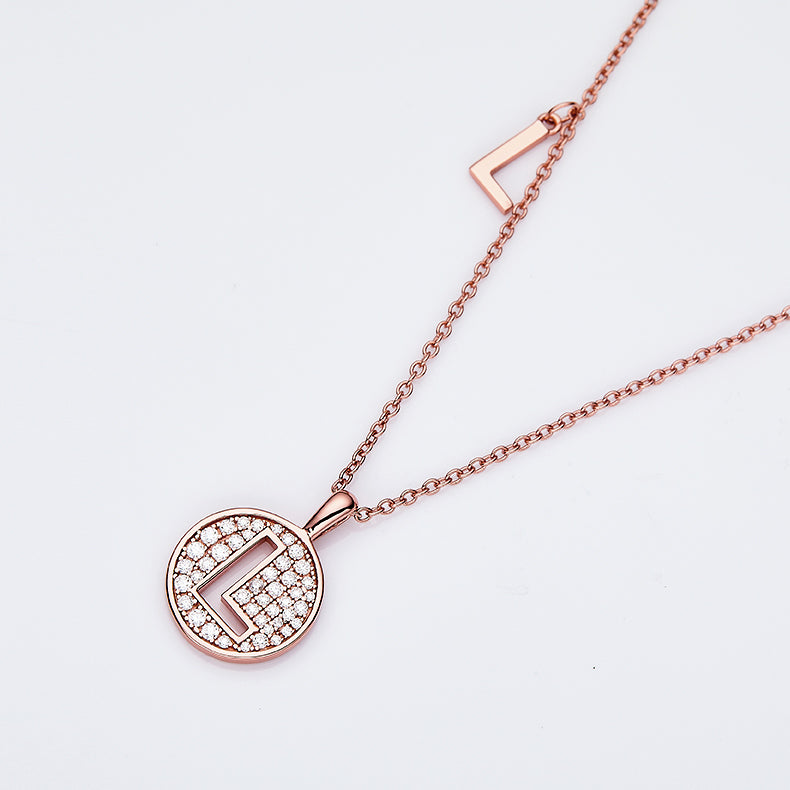 Luxury Initial Letter Necklace Pendant – L , S925 Silver Rose Gold Plated with Top-Quality Brilliant Moissanite