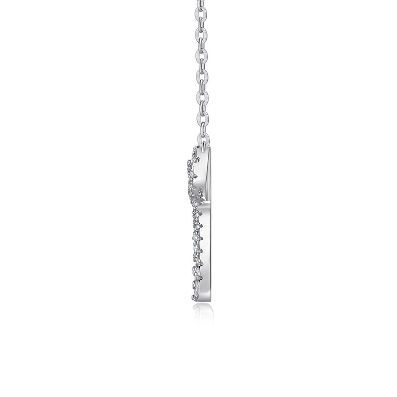 Luxury Moissanite Bow Pendant Necklace in S925 Sterling Silver, Electroplated Platinum Finish - Top-Quality & Dazzling Bowknot Jewelry Gift