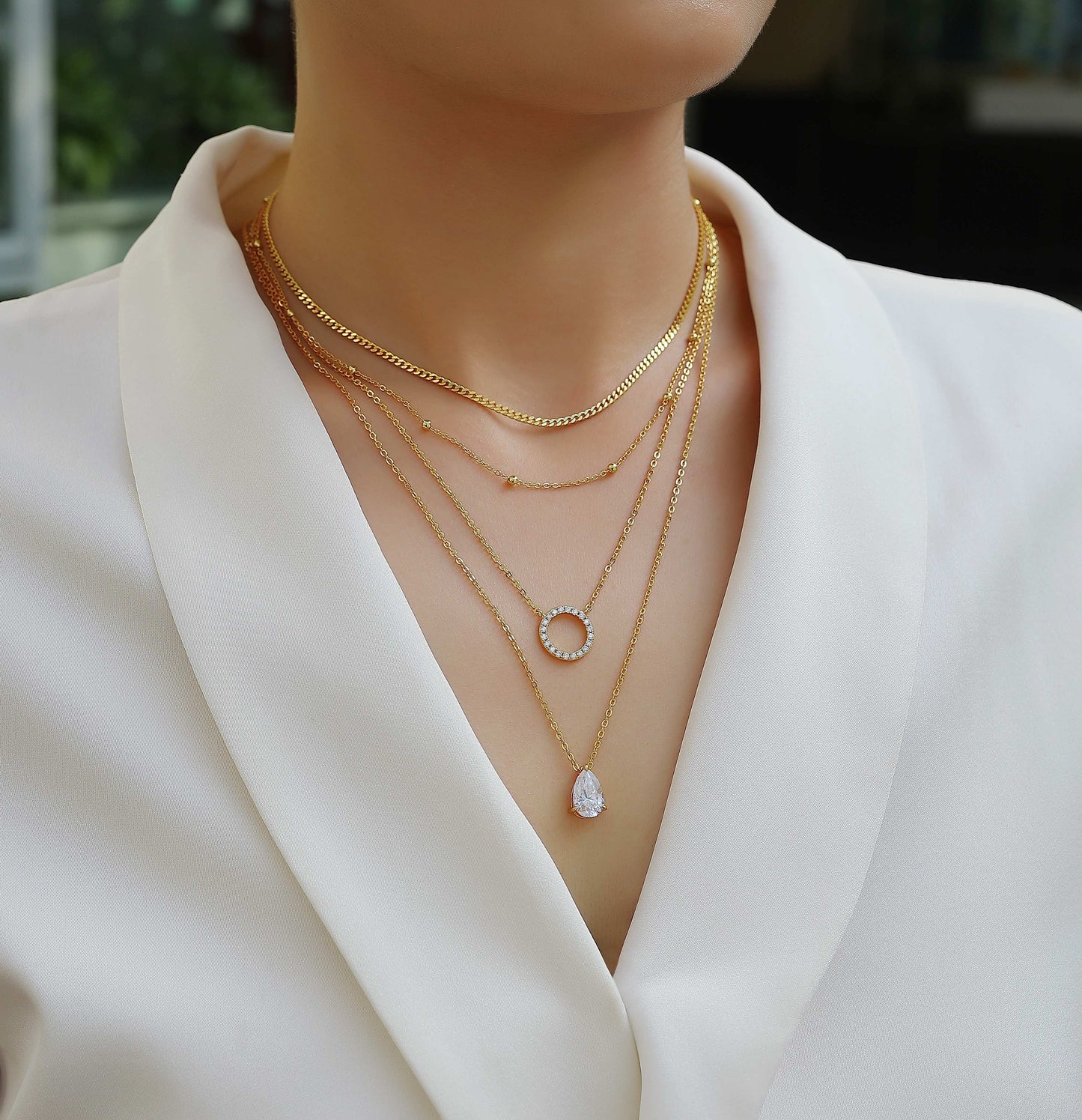 Luxury Pear-Shaped Moissanite Gold-Plated S925 Silver Pendant Necklace – D Color VVS1 Brilliant Cut Layered Collar Chain