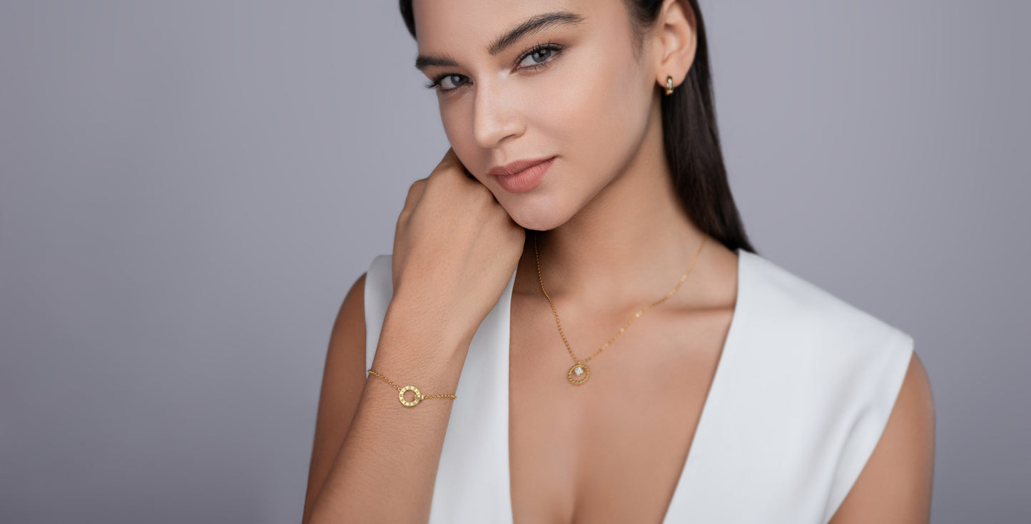 Luxury S925 Silver Gold-Plated Roman Numeral Chain Bracelet