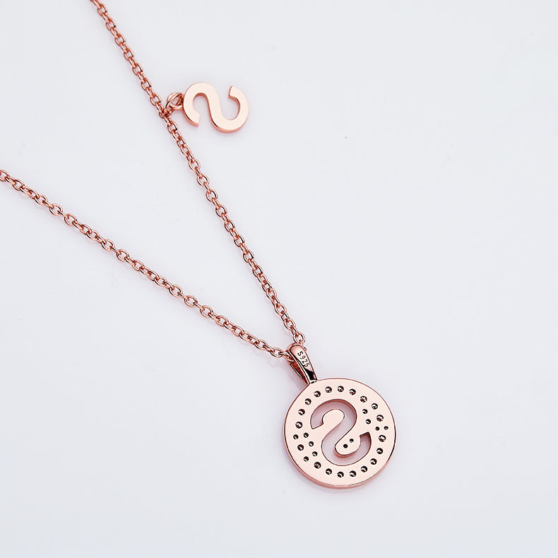 Luxury Initial Letter Necklace Pendant – S , S925 Silver Rose Gold Plated with Top-Quality Brilliant Moissanite
