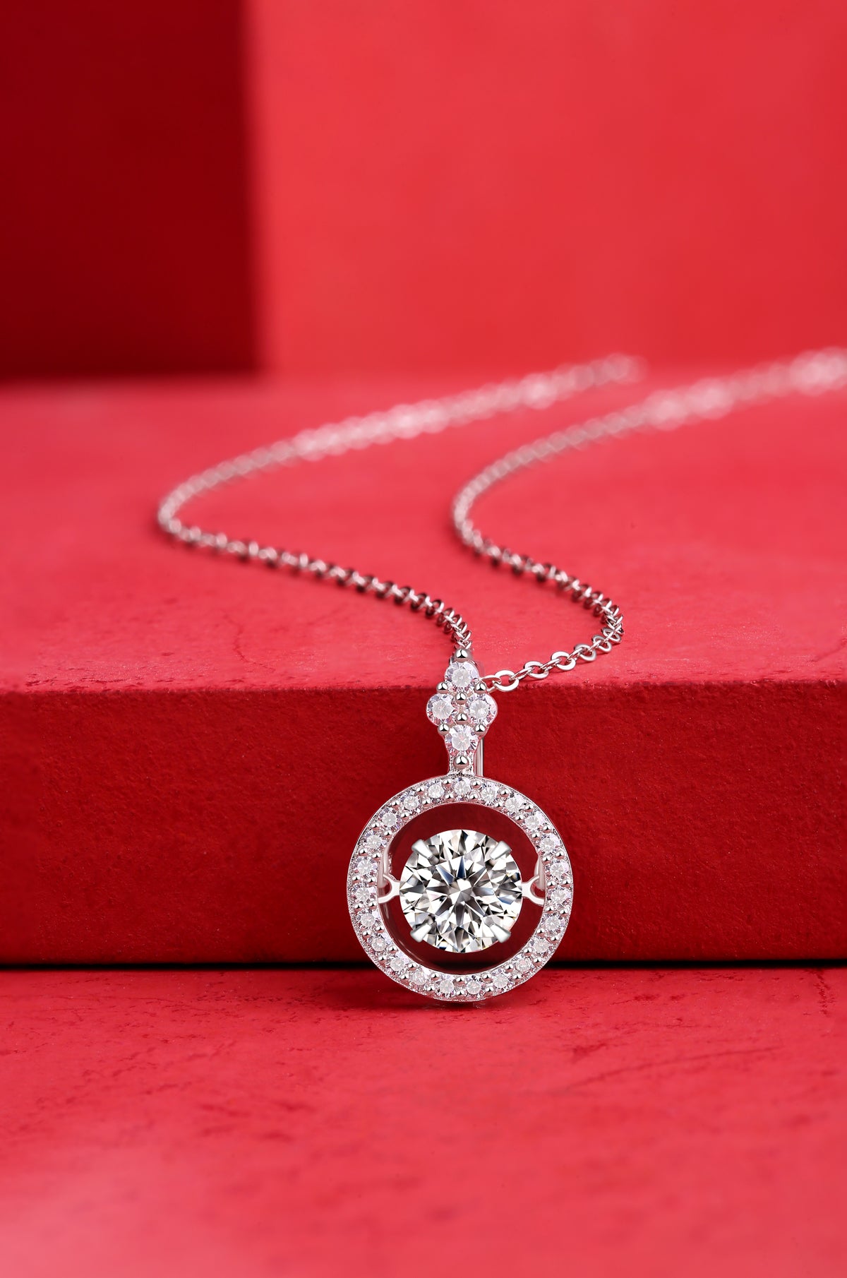 Touch -  1-Carat Moissanite Pendant Necklace – S925 Sterling Silver with Platinum Plating