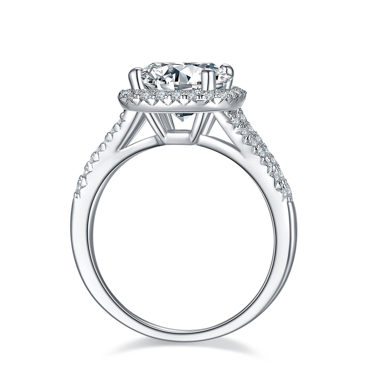 3-carat Luxury Silver Ring Set With Top-quality Moissanite D Color VVS, S925 Silver Plated With Platinum