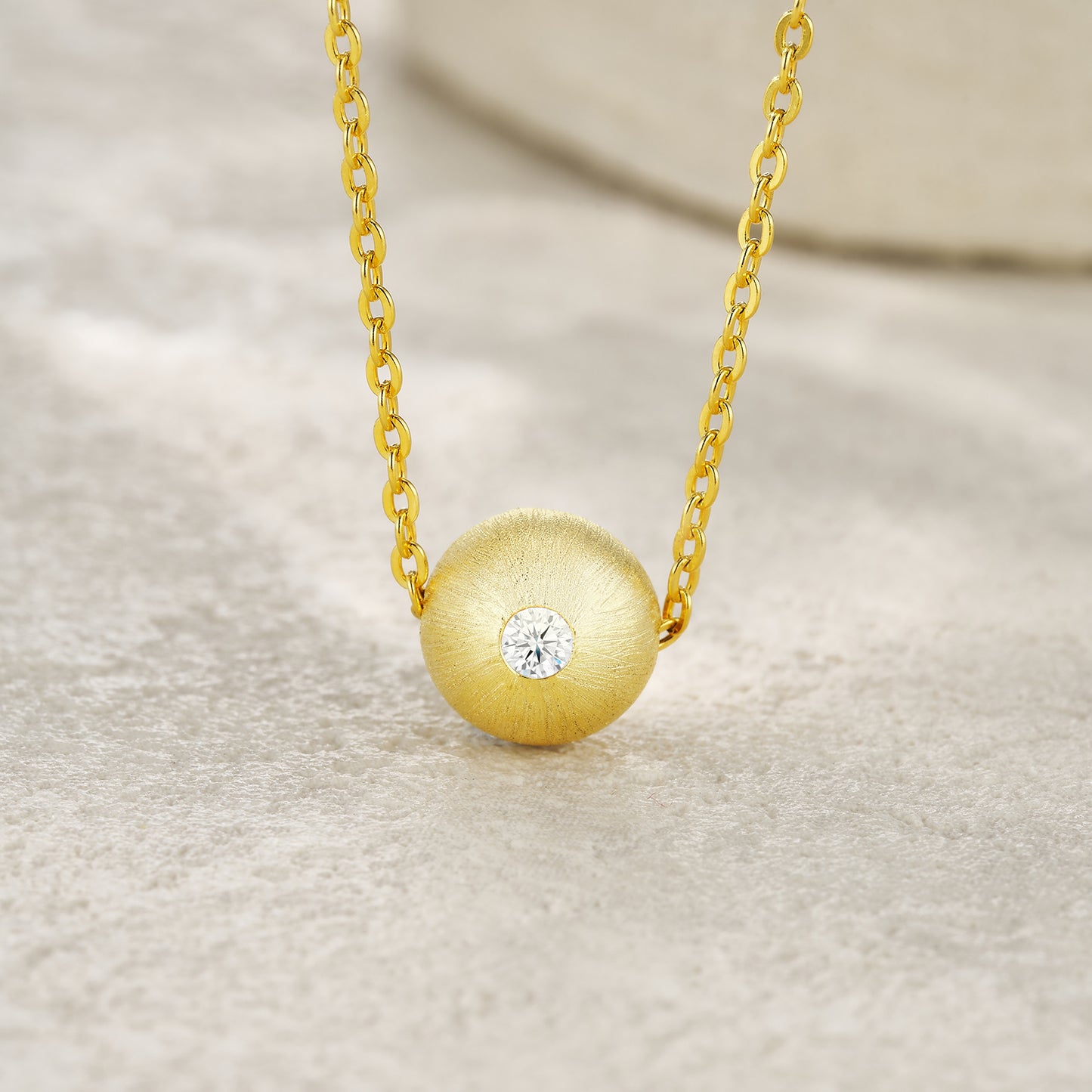 Good Fortune Flows - Stylish Moissanite Pendant , S925 Sterling Silver, Gold-Plated Finish