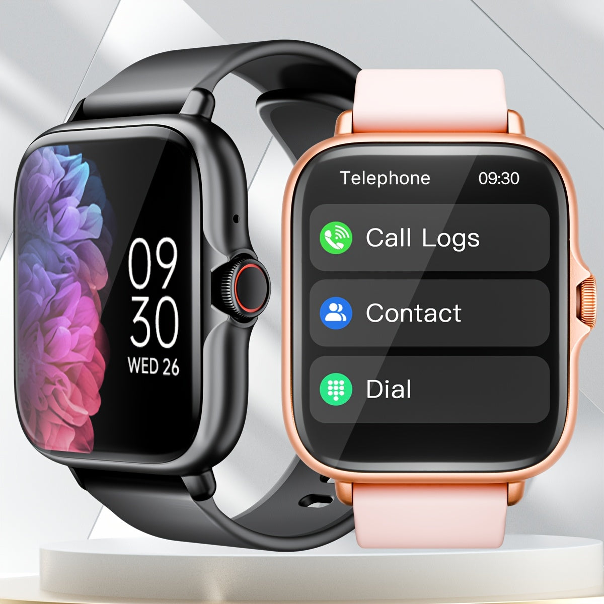 1.83'' HD Full Touch Screen Smart Watch | Bluetooth Call Answering | Sports Pedometer & Health Monitoring | Alloy Body, Silicone Strap | Compatible with iPhone/Android Phones