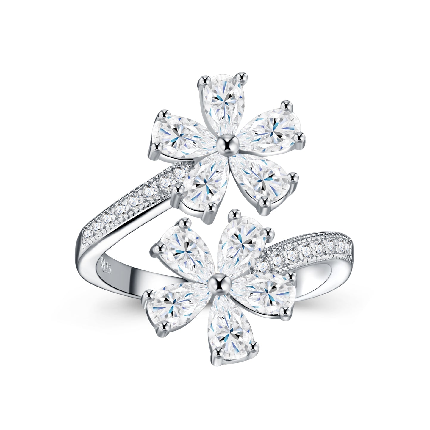 Luxury Silver Ring Set With Top-quality Moissanite, Crafted From S925 Silver With A Platinum-plated Finish