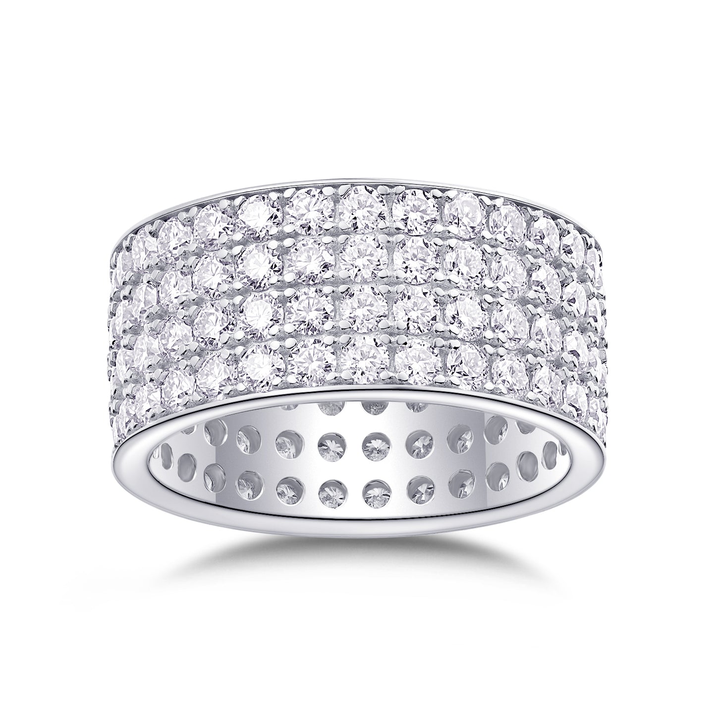 Luxury Silver Ring Set With Top-quality Moissanite, S925 Silver With Platinum Plating