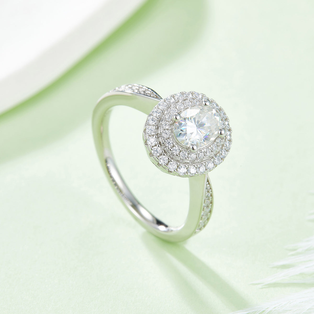 Egg-shaped Moissanite Set With Top-quality Moissanite D Color VVS , Luxury Silver Ring S925 Silver Plated With Platinum