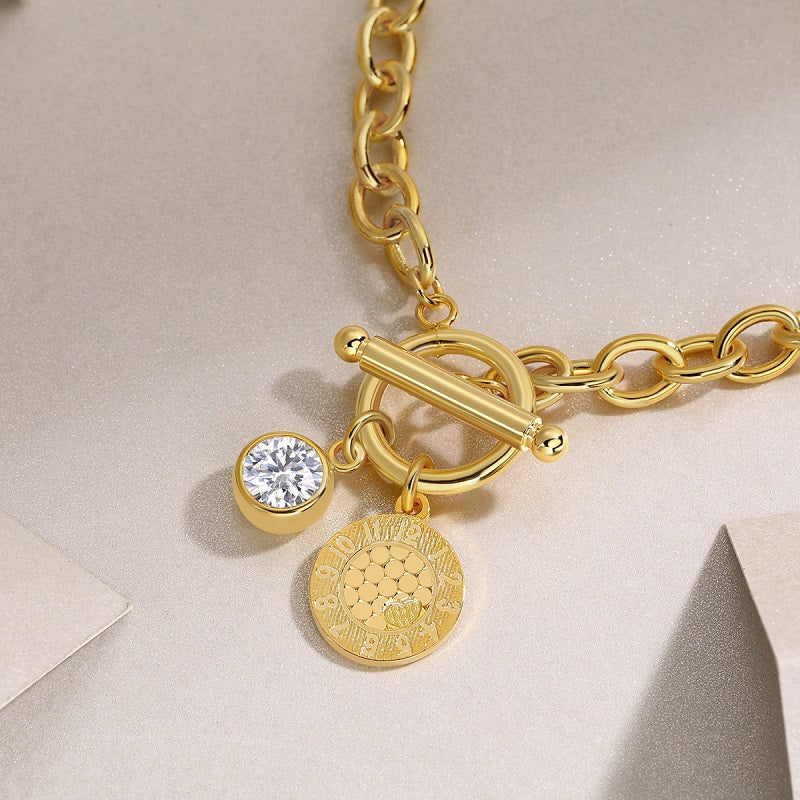 Set With Top-quality Moissanite, This Luxurious And Fashionable Light Luxury Trend Jewelry Silver Bracelet Is S925 Silver-plated With Gold