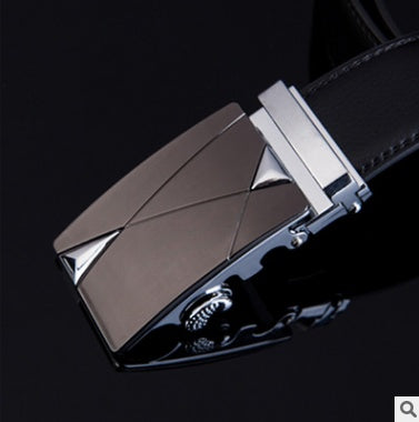 Men's Genuine "Two-Layer Cowhide" Leather Ratchet Belt – Automatic Slide Buckle for Exact Fit, Business & Casual