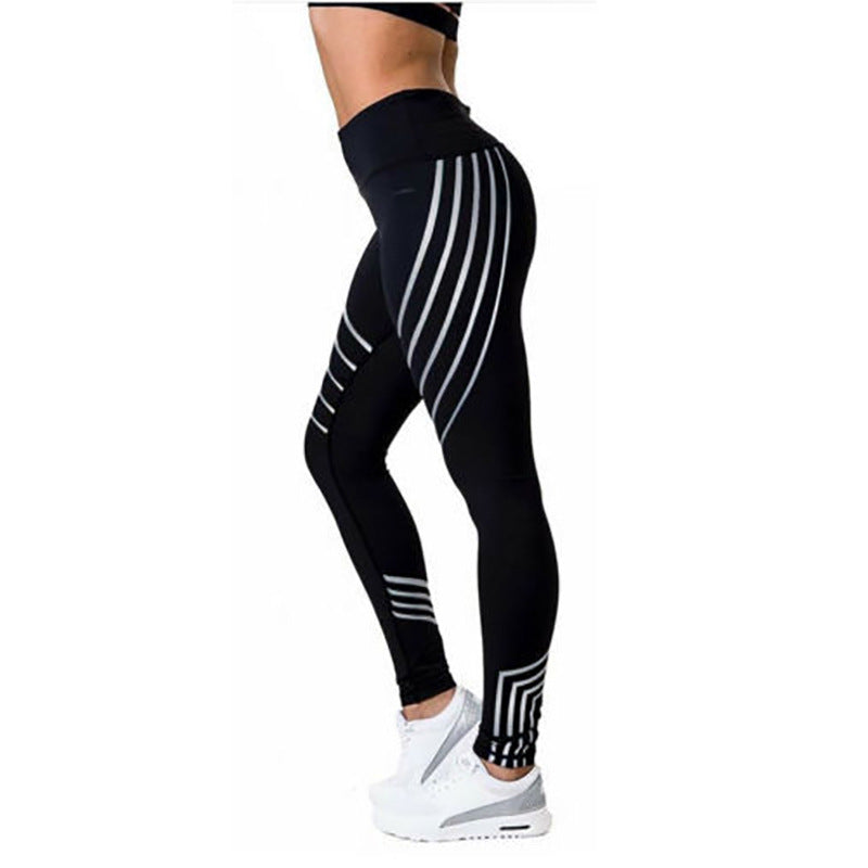 Reflective High-Waist Yoga Pants – Comfortable Stretch Activewear in Multiple Colors