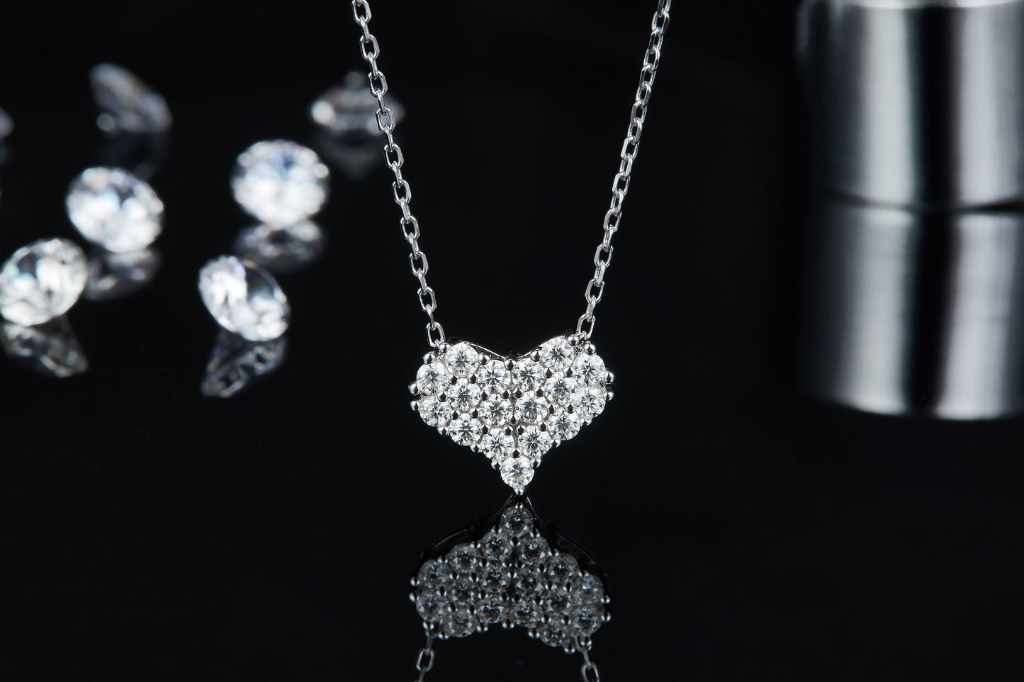 Luxury Silver Necklace Set With Top-quality Moissanite,  S925 Silver Electroplated With Platinum