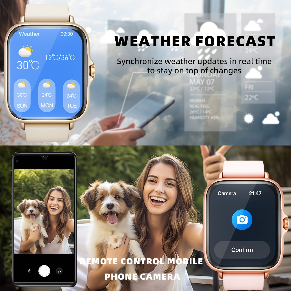 1.83'' HD Full Touch Screen Smart Watch | Bluetooth Call Answering | Sports Pedometer & Health Monitoring | Alloy Body, Silicone Strap | Compatible with iPhone/Android Phones