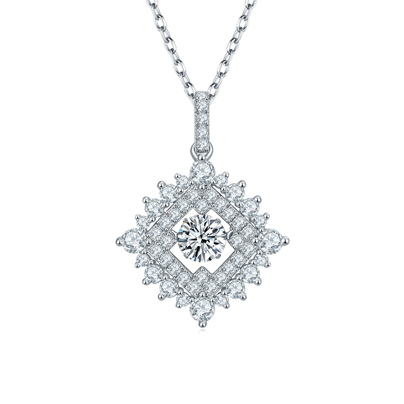 Luxury Moissanite Diamond Halo Pendant Necklace – S925 Sterling Silver Platinum Plated, D Color VVS1 Brilliance