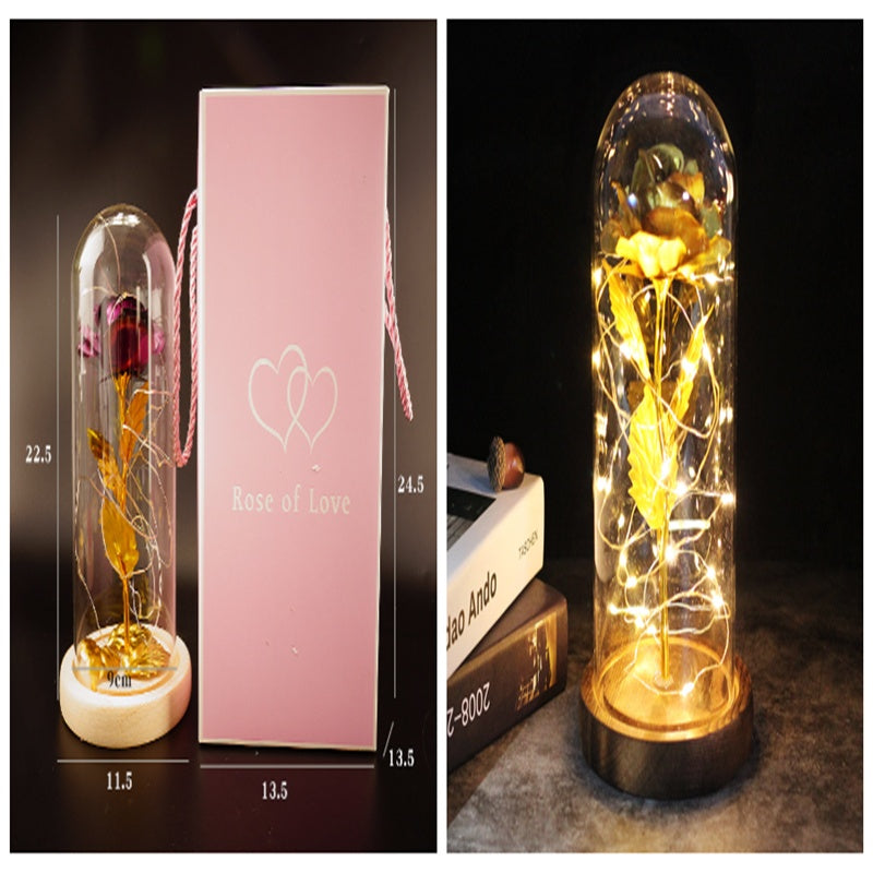 Galaxy Enchanted Rose in Glass Dome with LED Lights | Forever Flower Gift