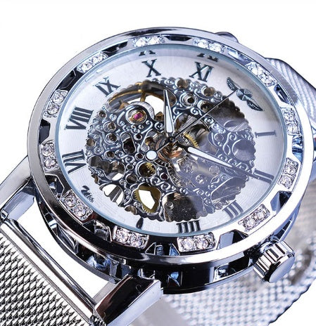 Luxury Men’s Hollow Mechanical Watch – Automatic Skeleton Style