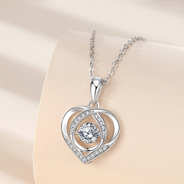 Luxury S925 Silver Beating Heart-shaped Necklace