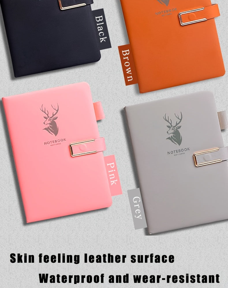 Carnet A5 de 360 ​​pages en similicuir premium avec boucle et motif tête de cerf 