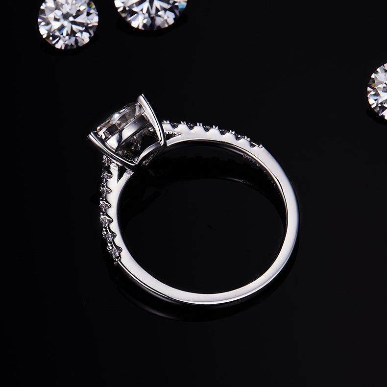 Luxury Silver Ring Triangular Moissanite Set With Top-quality Moissanite D Color VVS,  S925 Silver Electroplated With Platinum